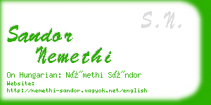 sandor nemethi business card